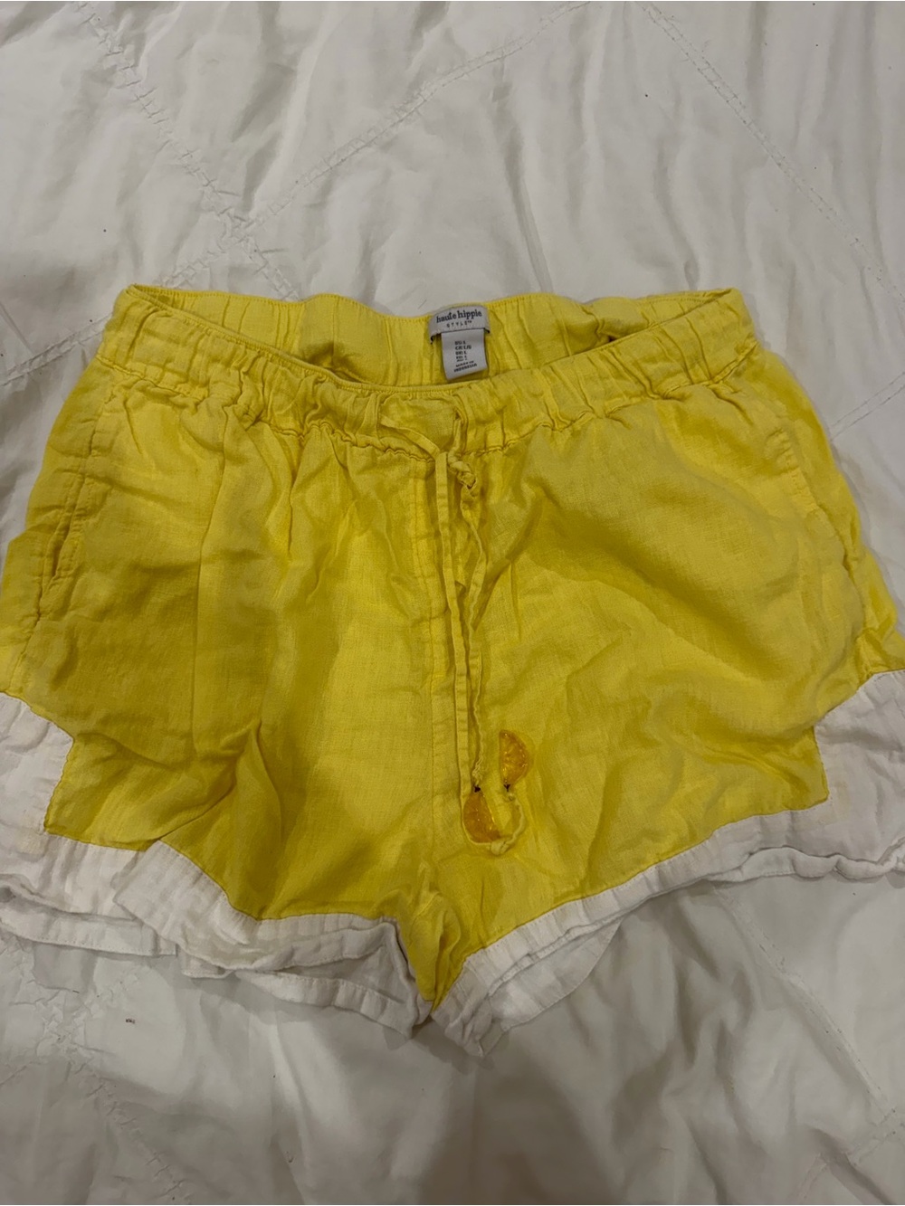 Haute Hippie Bright Yellow Linen-Blend Shorts